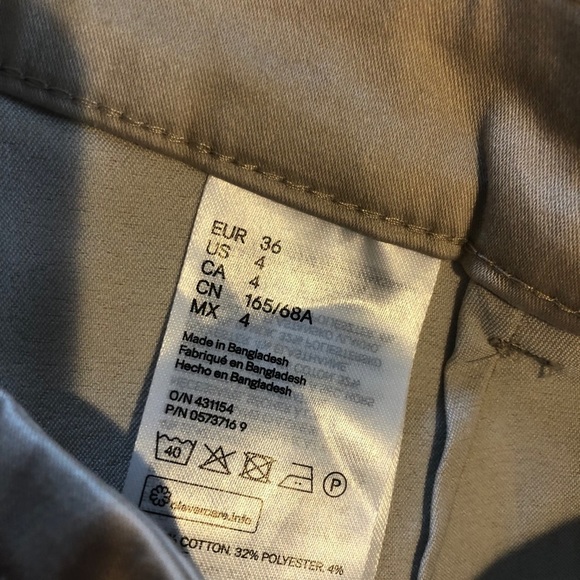 H&M Ankle Length Tan Pants With Stretch Size 4 - Picture 4 of 6